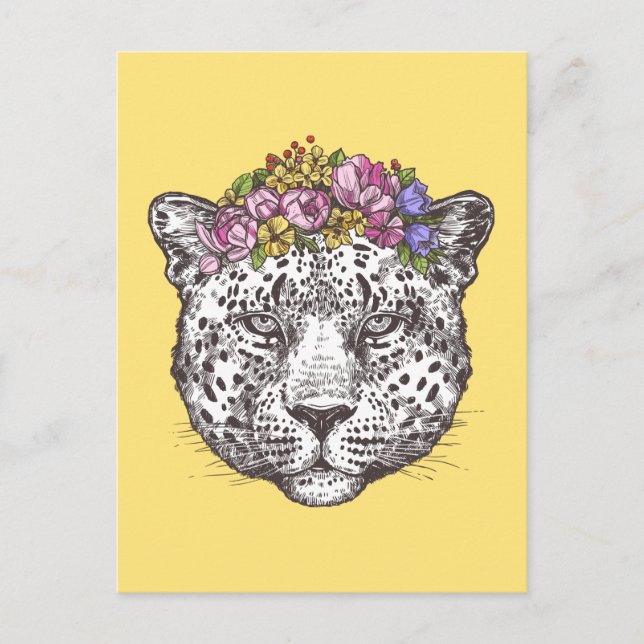 Carte Postale Leopard Hippie Chic (Devant)