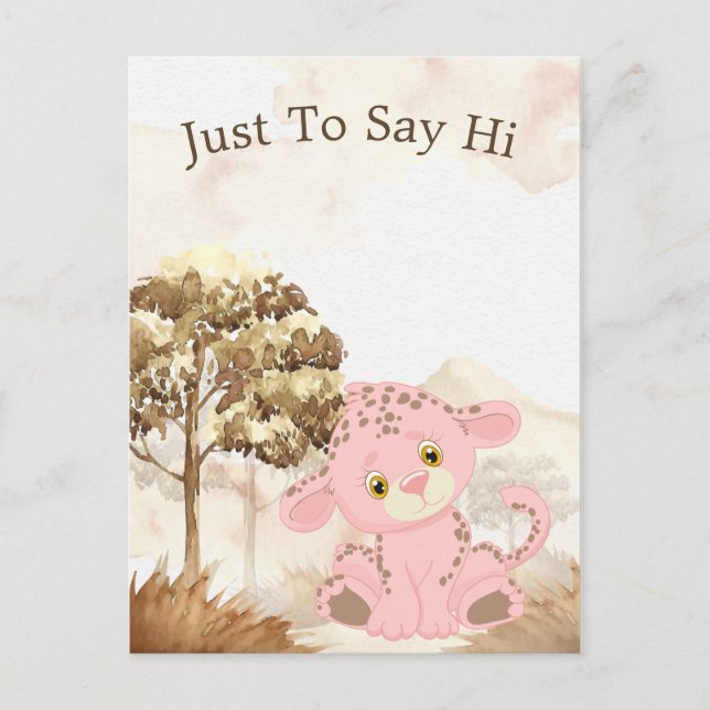 Carte postale léopard rose personnalisée pour enfa (Devant)