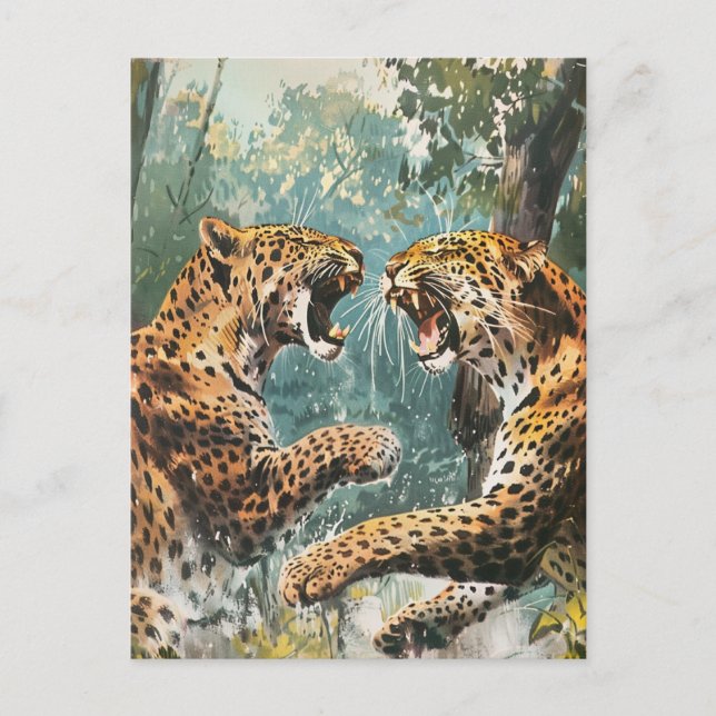 Carte Postale Leopard Vintage (Devant)