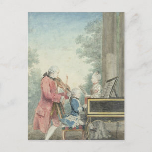 Carte Postale Leopold Mozart et ses enfants Wolfgang