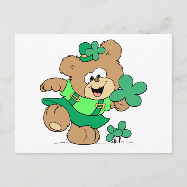 Carte Postale Leprechaun Fille Teddy Ours (Devant)