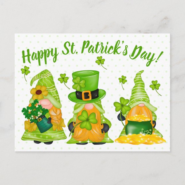 Carte Postale Leprechaun Gnome Dots Happy St. Patrick's Day Post (Devant)