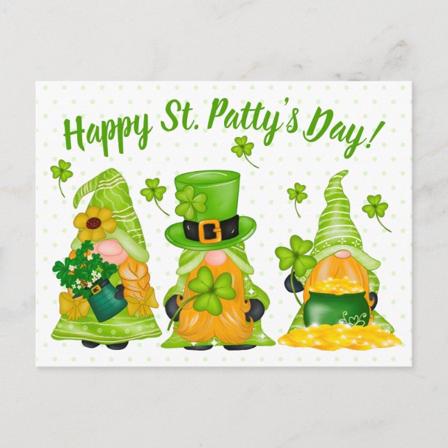 Carte Postale Leprechaun Gnome Shamrock Joyeuse Saint-Patty's Da (Devant)