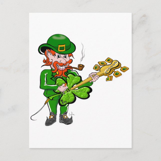 Carte Postale Leprechaun Jouer de la guitare (Devant)