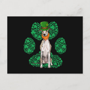 Carte Postale Leprechaun Whippet Jour de la Saint Patrick Shamro