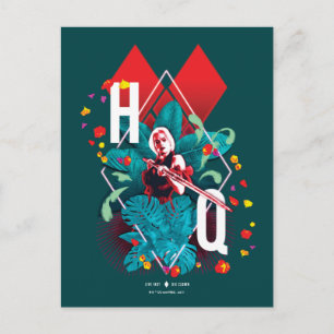 Carte Postale L'équipe du suicide   Harley Quinn Floral Diamond