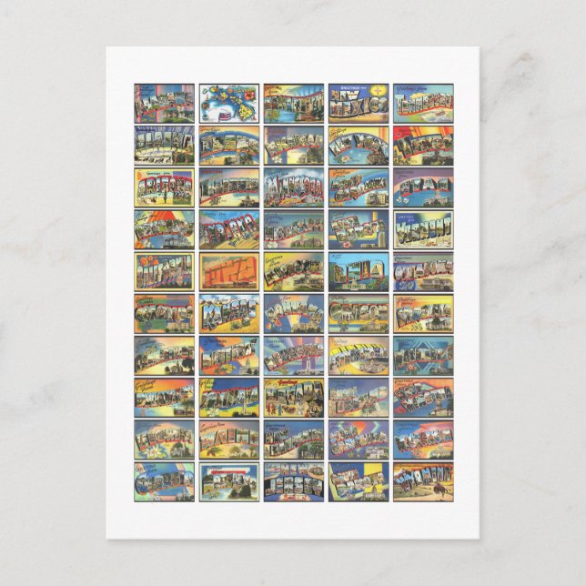 Carte Postale Les 50 États D'Amérique (Devant)