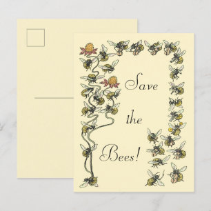 Carte Postale Les abeilles vintages jouer de la musique Sauvez l