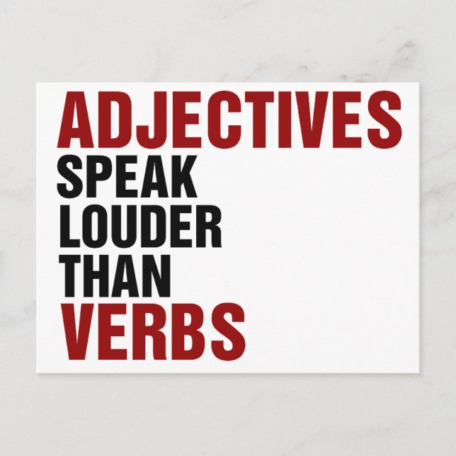Carte Postale Les adjectifs parlent plus fort que les verbes (Devant)