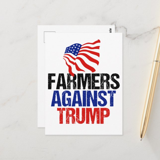 Carte Postale Les agriculteurs contre l'élection de Trump en 202 (Devant/Arrière en situation)