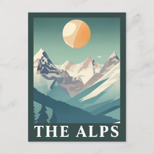 Carte Postale Les Alpes Soleil Géométrique Montagne de Ski Europ