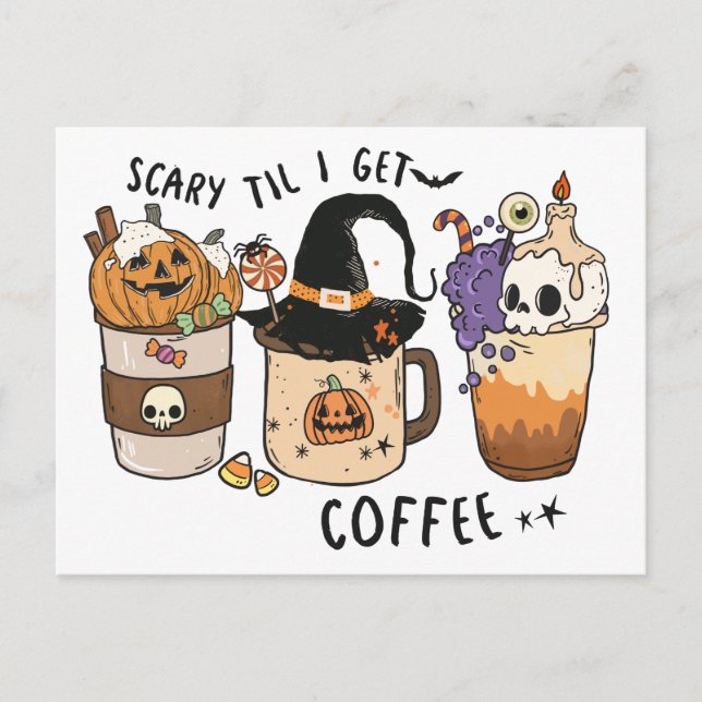 Carte Postale Les amateurs de café Drôle Halloween Salutation so (Devant)