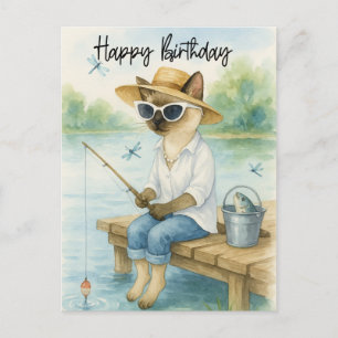 Carte Postale Les amateurs de pêche aux chats anniversaire pêche