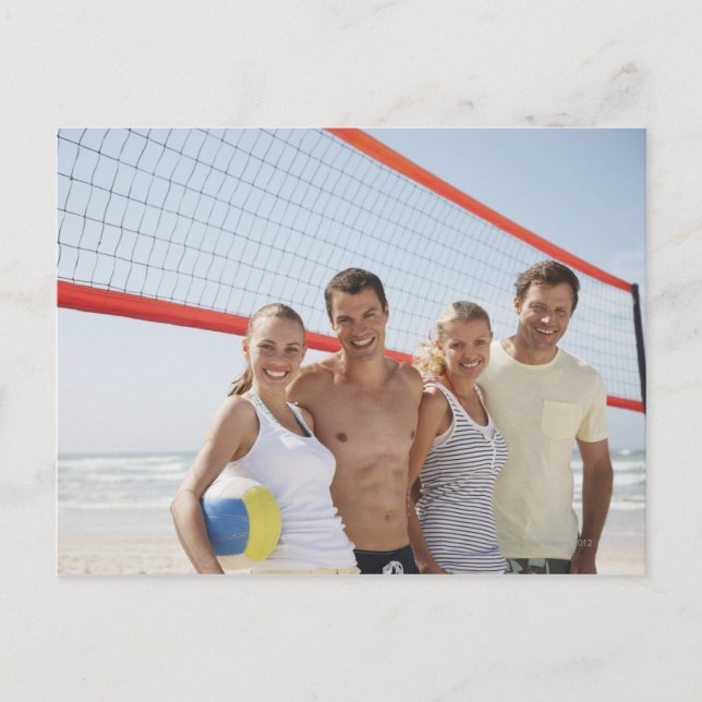Carte Postale Les amis sur le terrain de beach volley (Devant)