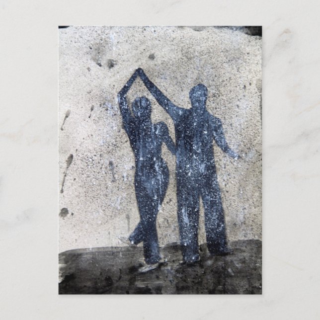 Carte Postale Les amoureux dansant sous la pluie (Devant)