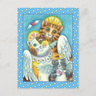 CARTE POSTALE LES ANGES CHAT, PETIT CHAT & SOURIS AU PARADIS, HA