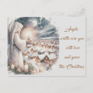 Carte Postale Les anges veillent sur vous Noël style nordique 