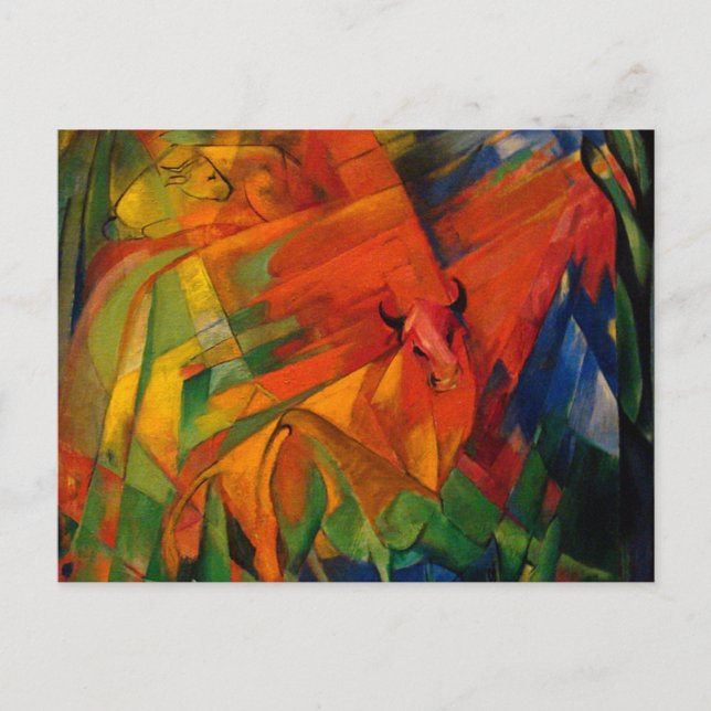 Carte Postale Les animaux dans un paysage par Franz Marc (Devant)