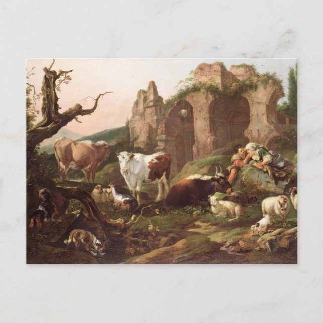 Carte Postale Les animaux de ferme dans un paysage, 1685 (Devant)