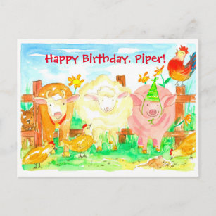 Carte Postale Les animaux de ferme Joyeux anniversaire