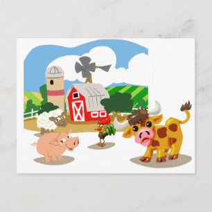 Carte Postale Les animaux de ferme mignons