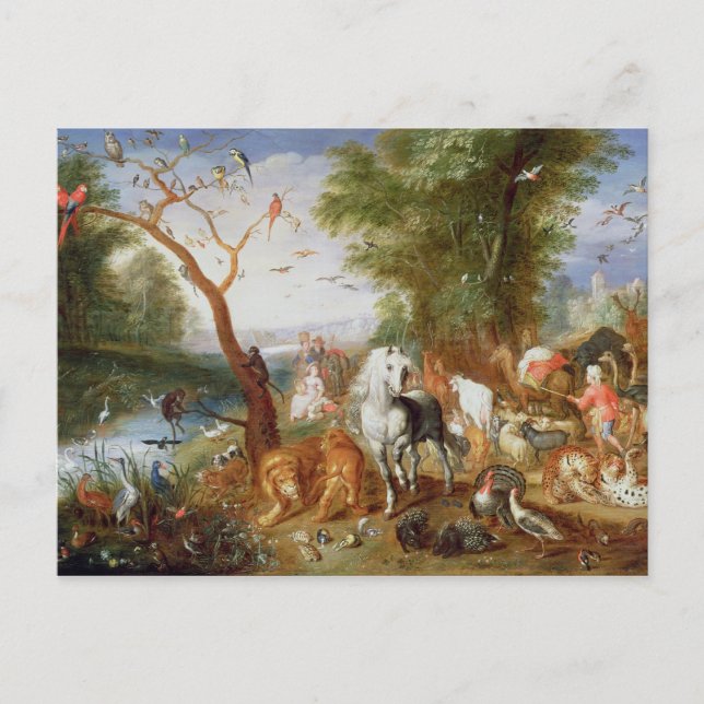 Carte Postale Les animaux entrant dans l'arche de Noé (Devant)