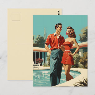 Carte Postale les années 50 Au Bord De La Piscine