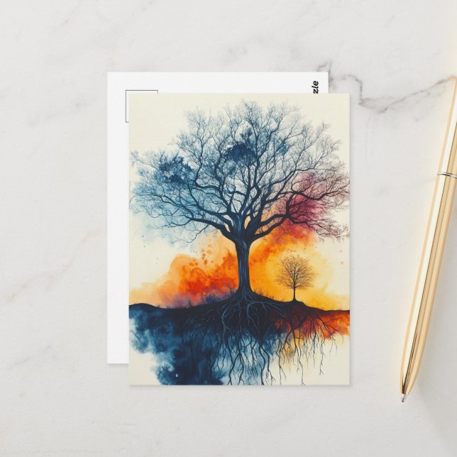 Carte Postale Les Arbres (Devant/Arrière en situation)
