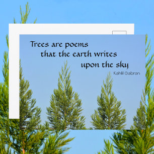 Carte Postale Les arbres sont des poèmes Citation de Kahlil Gabr