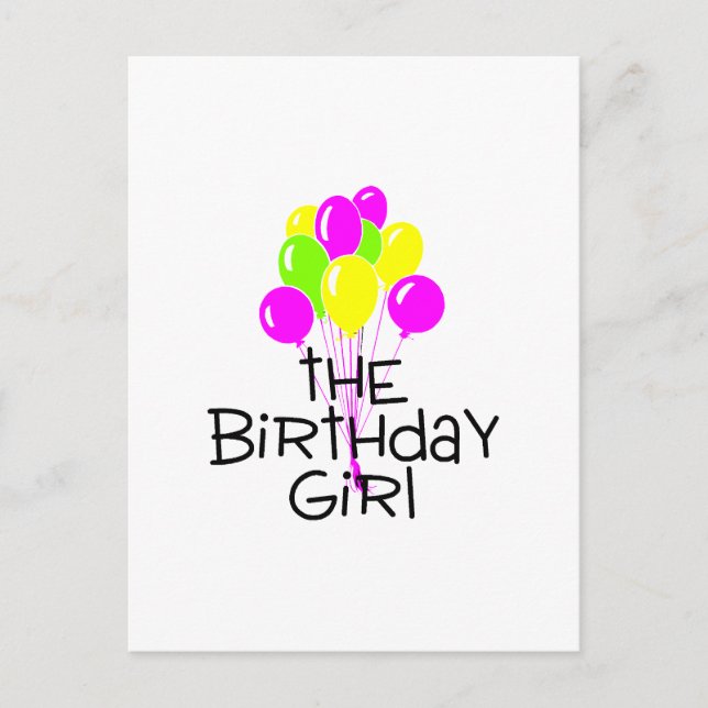 Carte Postale Les ballons pour filles d'anniversaire (Devant)