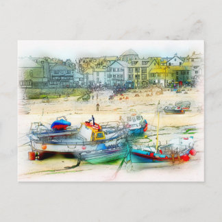 CARTE POSTALE LES BATEAUX COMME PEINTURE