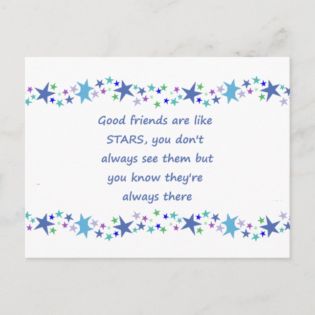 Carte Postale Les bons amis sont comme des étoiles Citation Insp (Devant)