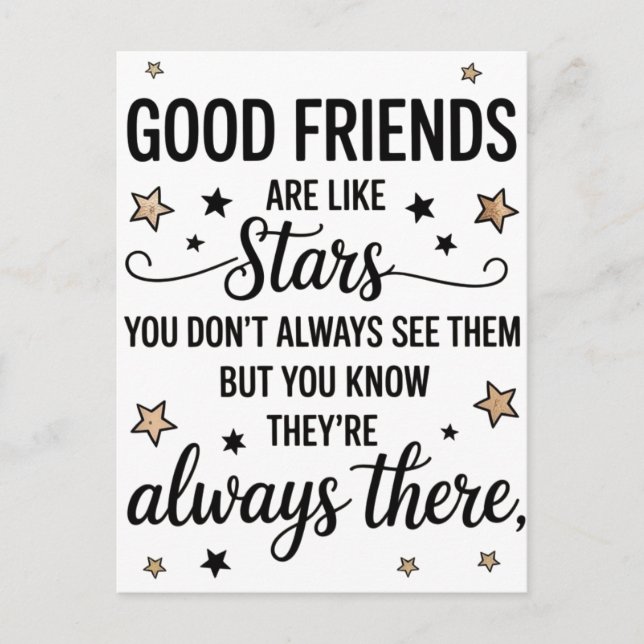 Carte Postale Les bons amis sont comme des étoiles Citation Insp (Devant)