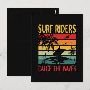 Carte Postale Les cavaliers des vagues attrapent les vagues