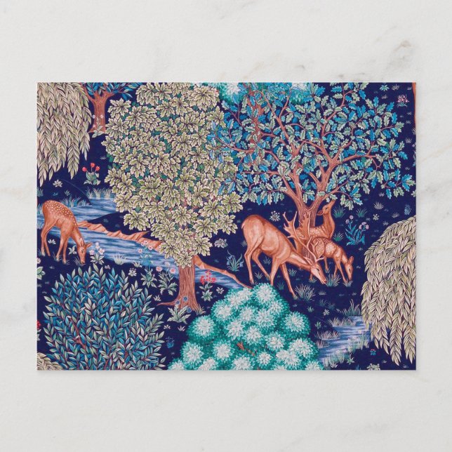 Carte Postale Les cerfs dans la forêt, William Morris (Devant)