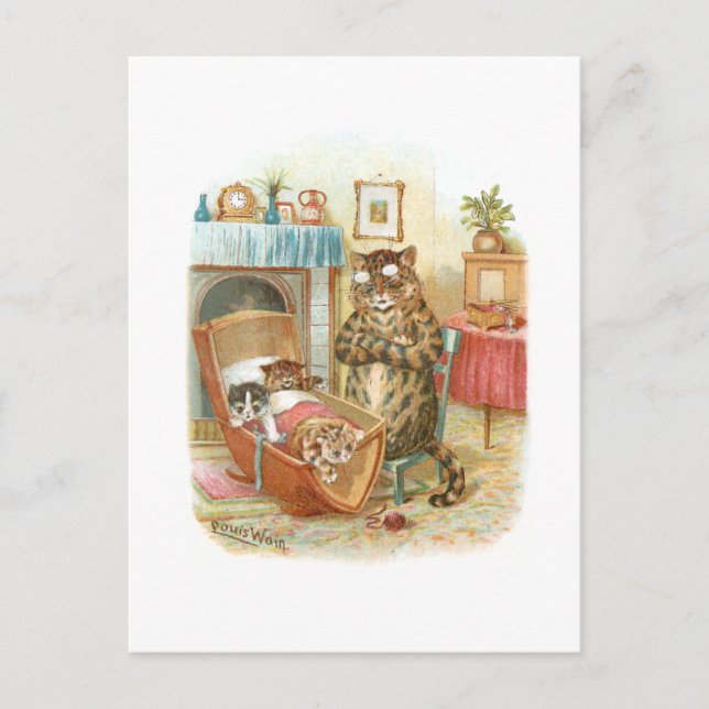 Carte Postale Les chats au berceau de Louis Wain (Devant)