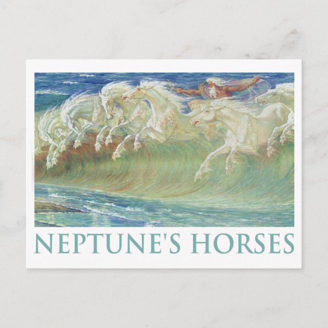 CARTE POSTALE LES CHEVAUX DE NEPTUNE MARCHENT LES VAGUES (Devant)
