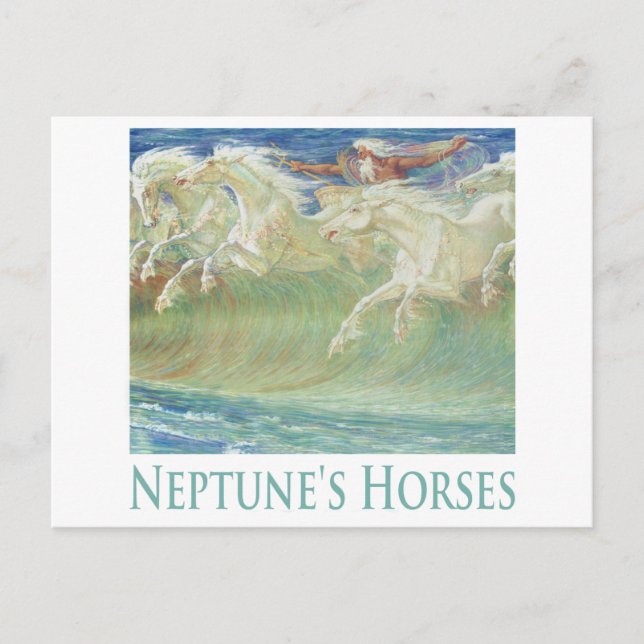 CARTE POSTALE LES CHEVAUX DE NEPTUNE MARCHENT LES VAGUES (Devant)