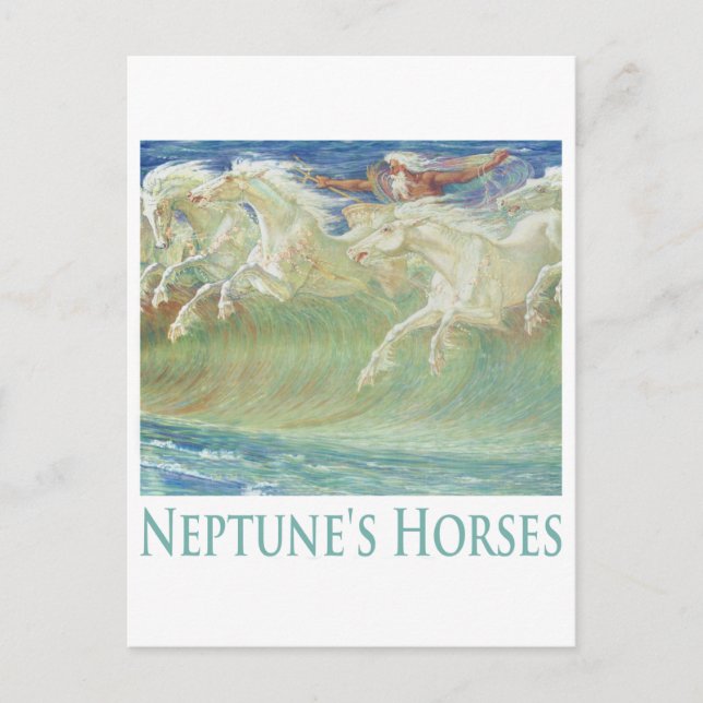 CARTE POSTALE LES CHEVAUX DE NEPTUNE MARCHENT LES VAGUES (Devant)