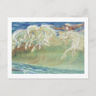 CARTE POSTALE LES CHEVAUX DU ROI NEPTUNE MARCHENT LES VAGUES