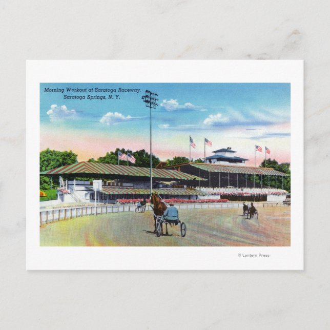 Carte Postale Les chevaux s'entraîner le matin sur la piste (Devant)