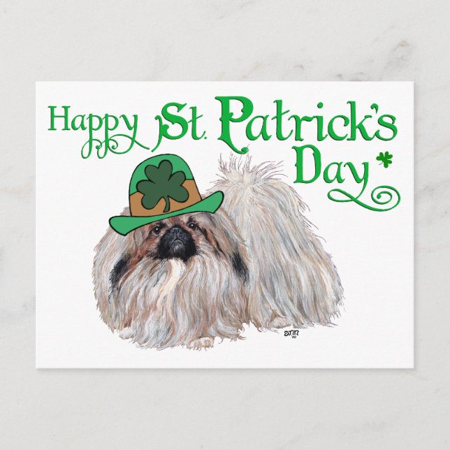 Carte Postale Les chiens pékinois célèbrent la Saint-Patrick (Devant)