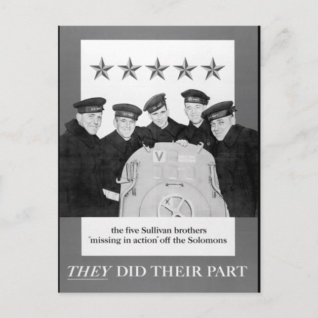 Carte Postale Les cinq frères Sullivan "image de guerre manquant (Devant)