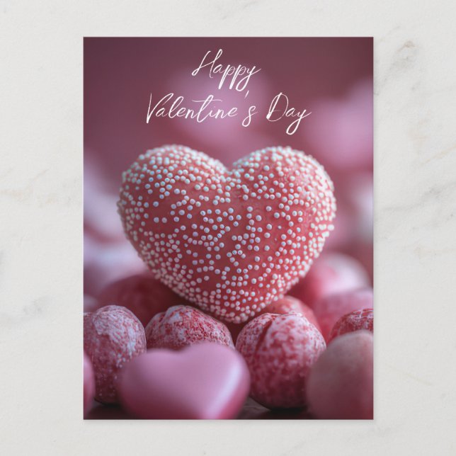 Carte Postale Les coeurs doux et roses de chocolat Saint-Valenti (Devant)