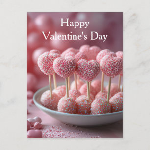 Carte Postale Les coeurs roses de Cake Pop La Saint-Valentin