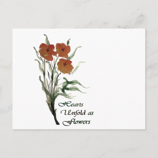 Carte Postale Les cœurs s'épanouissent comme des fleurs (Devant)