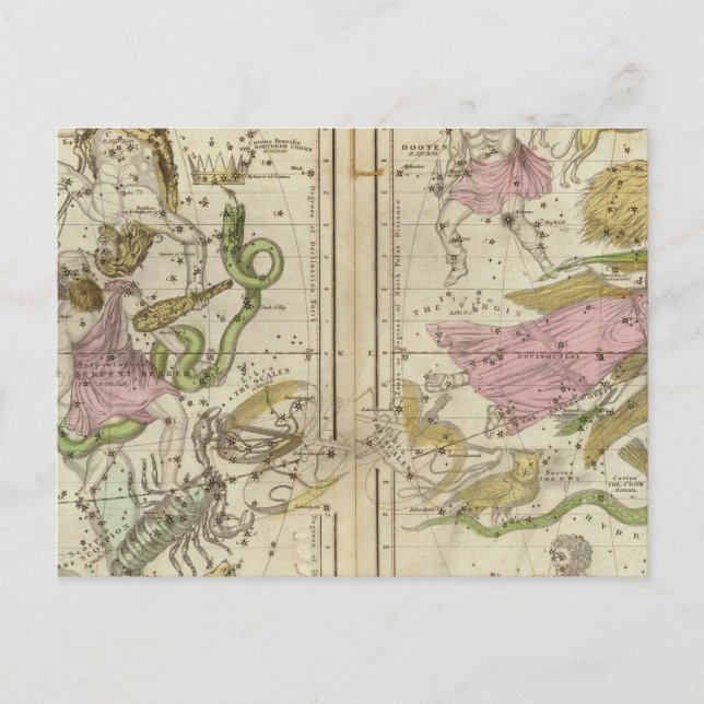 Carte Postale Les constellations d'avril à septembre (Devant)