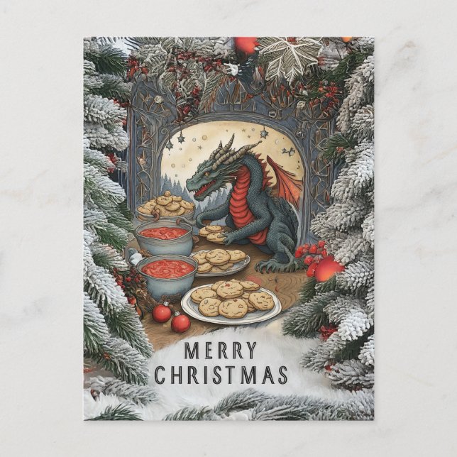 Carte Postale Les cookies de Noël du Dragon (Devant)