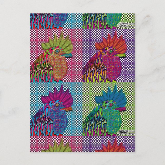 Carte Postale Les coqs sont devenus psycho (Devant)