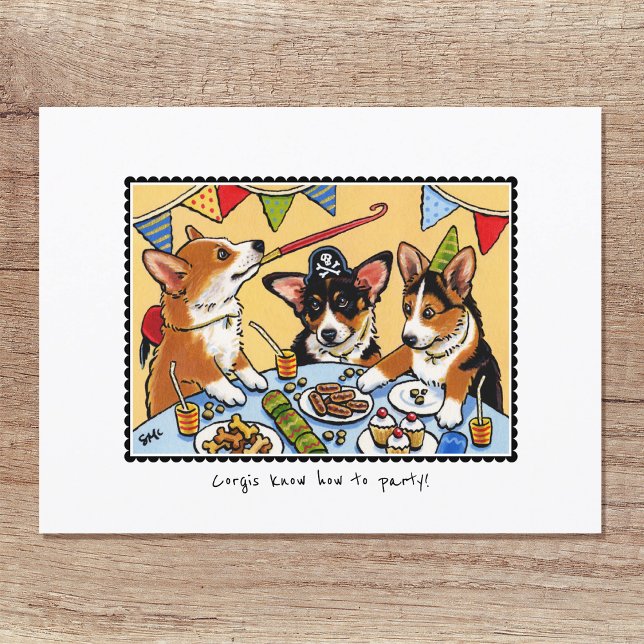 Carte Postale Les Corgis savent faire la fête ! Chien Anniversai (Créateur téléchargé)